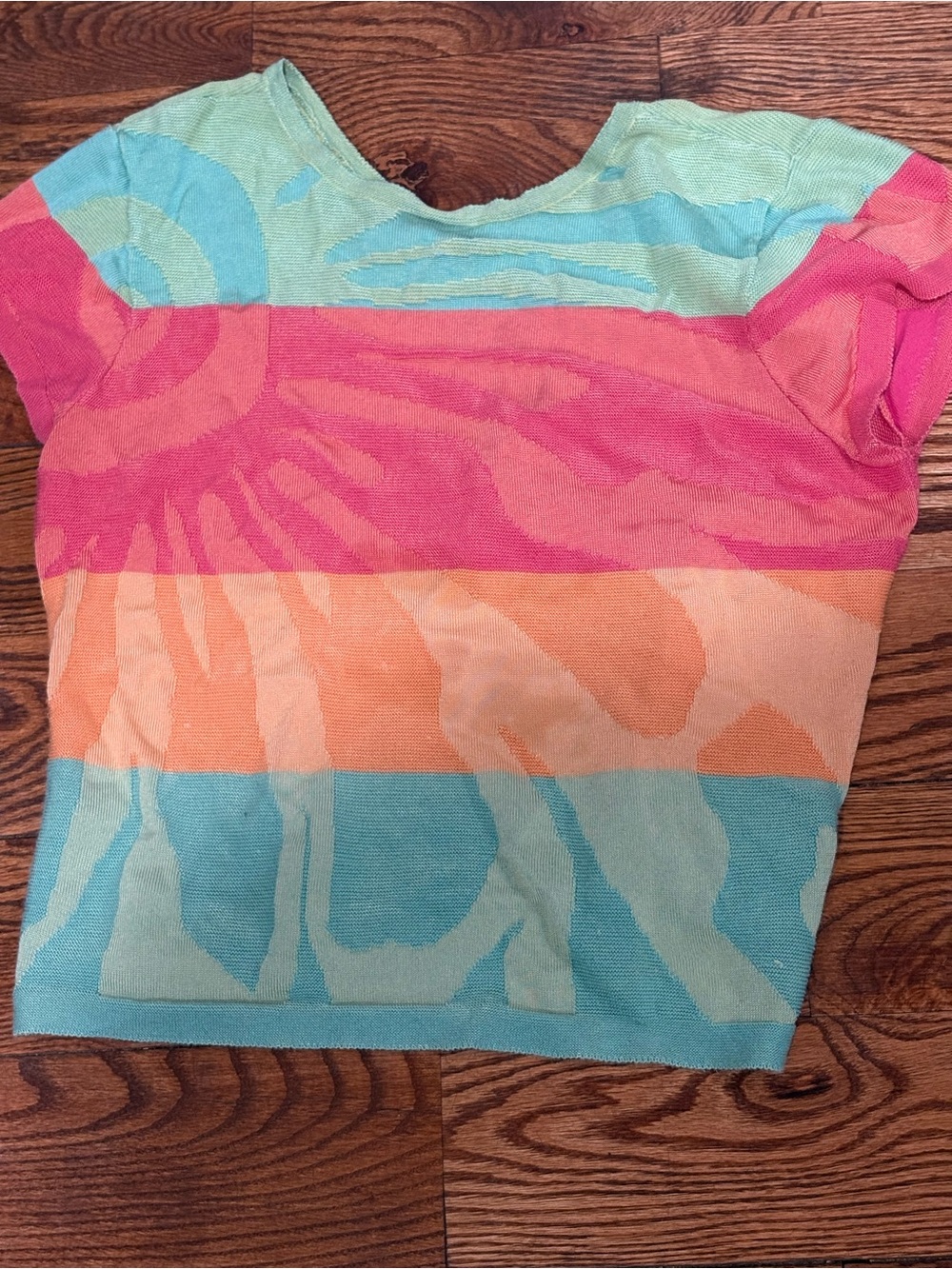 Talbots Girls Short Sleeve Striped Top in Pink, Orange & Blue
